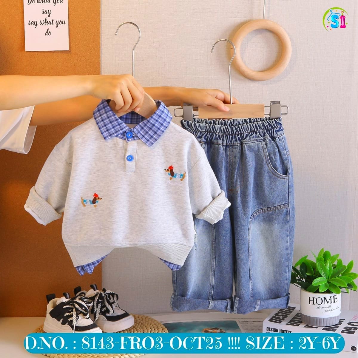 BOYS DENIM JEAN AND WHITE TOP