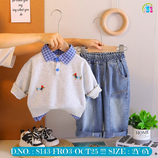BOYS DENIM JEAN AND WHITE TOP
